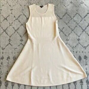 Ann Taylor Cream Sleeveless A-Line Mini Dress